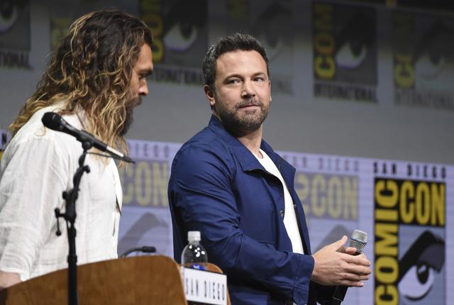 Jason Momoa, left, and Ben Affleck attend the Warner Bros. Justice League panel. (Richard Shotwell/Invision/AP) Jason Momoa, left, and Ben Affleck attend the Warner Bros. Justice League panel. (Richard Shotwell/Invision/AP)