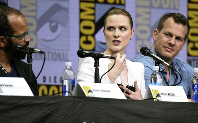 Jeffrey Wright, from left, Evan Rachel Wood, and Jonathan Nolan attend the Westworld panel. (Richard Shotwell/Invision/AP) Jeffrey Wright, from left, Evan Rachel Wood, and Jonathan Nolan attend the Westworld panel. (Richard Shotwell/Invision/AP)