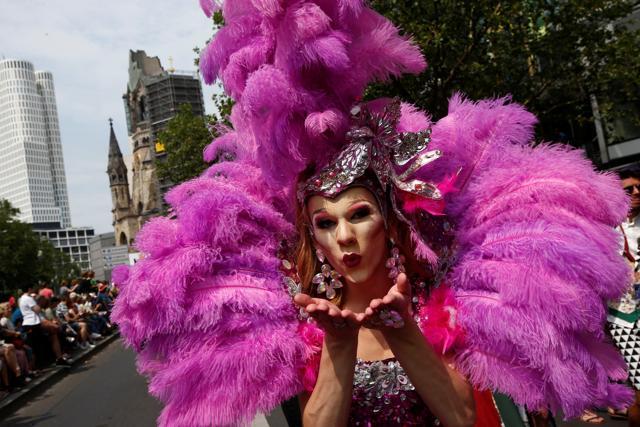 A participant at the annual Gay Pride parade in Berlin.  (REUTERS)