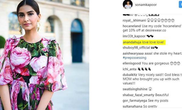 A snapshot of Sonam’s Instagram post.