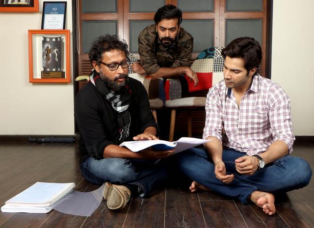 Varun Dhawan with Shoojit Sircar and producer Ronnie Lahiri at the script reading session at Sircar’s office in Juhu. Varun Dhawan with Shoojit Sircar and producer Ronnie Lahiri at the script reading session at Sircar’s office in Juhu.