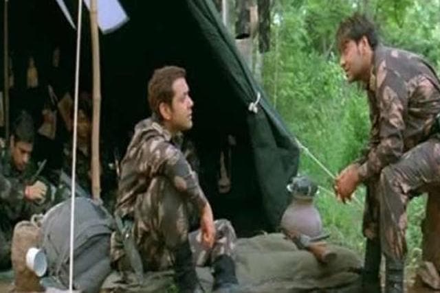 Actors Bobby Deol and Ajay Devgn in Tango Charlie. Actors Bobby Deol and Ajay Devgn in Tango Charlie.