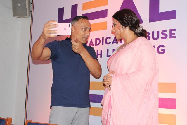 Rahul Bose and Vidya Balan during the launch of Rahul Bose's NGO against child sexual abuse- HEAL (Help Eradicate Abuse Through Learning) in Mumbai. (IANS)