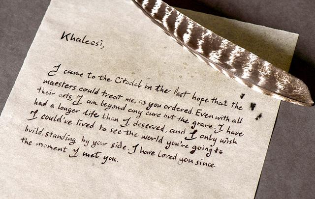 The letter written to Daenerys by Jorah. The letter written to Daenerys by Jorah.