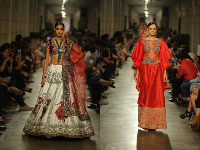 Ivories, ruby and bright reds also featured in the collection. Ivories, ruby and bright reds also featured in the collection.