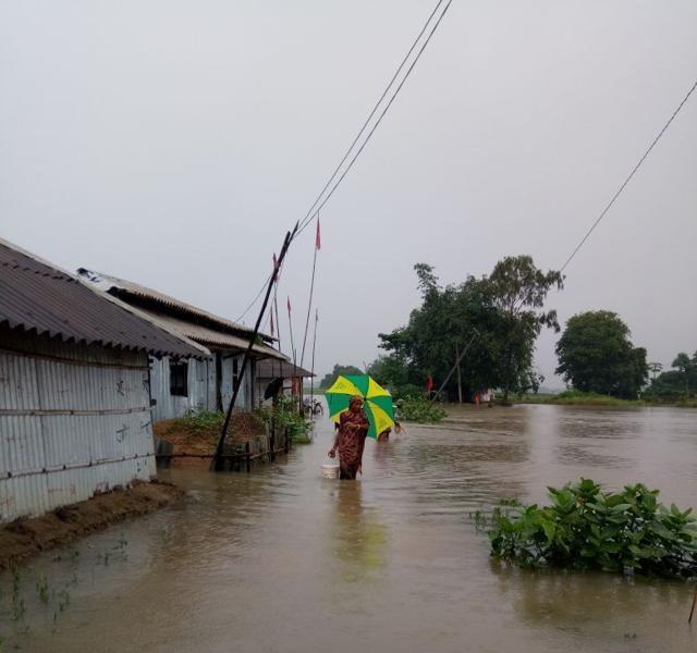 A flooded village Debra in West Midnapore district (HT PTOTO) A flooded village Debra in West Midnapore district (HT PTOTO)