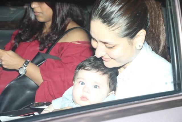 Taimur accompanying his mother Kareena to actor Tusshar Kapoor’s house. (Prodip Guha)