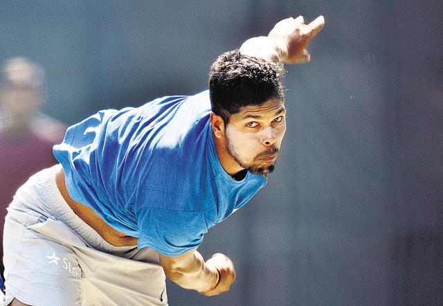 Umesh Yadav during net practice on the eve of India’s second ODI cricket match against New Zealand at Ferozshah Kotla ground in New Delhi on October 19, 2016. (Mohd Zakir/HT PHOTO)