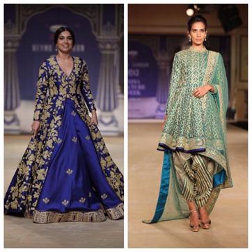 Bhumi Pednekar (L) looked lovely on Taandon’s runway, bringing the jacket blouse and lehenga combination back in vogue. (PHOTOS: RAAJESSH KASHYAP/HT) Bhumi Pednekar (L) looked lovely on Taandon’s runway, bringing the jacket blouse and lehenga combination back in vogue. (PHOTOS: RAAJESSH KASHYAP/HT)