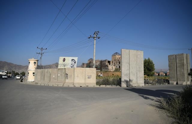 A general view of the ruined Darul Aman palace surrounded with blast walls in Kabul. (AFP Photo) A general view of the ruined Darul Aman palace surrounded with blast walls in Kabul. (AFP Photo)