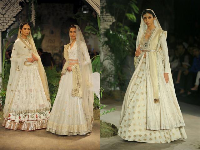 The classic combination of white and gold infused old-world charm into Modi’s collection.