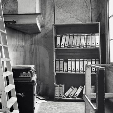 The bookcase which concealed the hiding place.