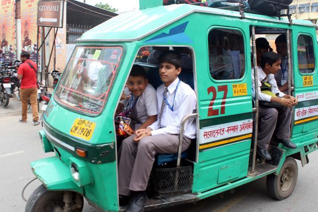 Students had to opt for other means of transport. (HT Photo) Students had to opt for other means of transport. (HT Photo)