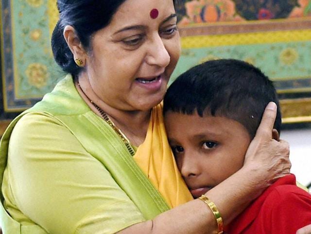 With minister of external affairs Sushma Swaraj in July 2016. (Handout) With minister of external affairs Sushma Swaraj in July 2016. (Handout)