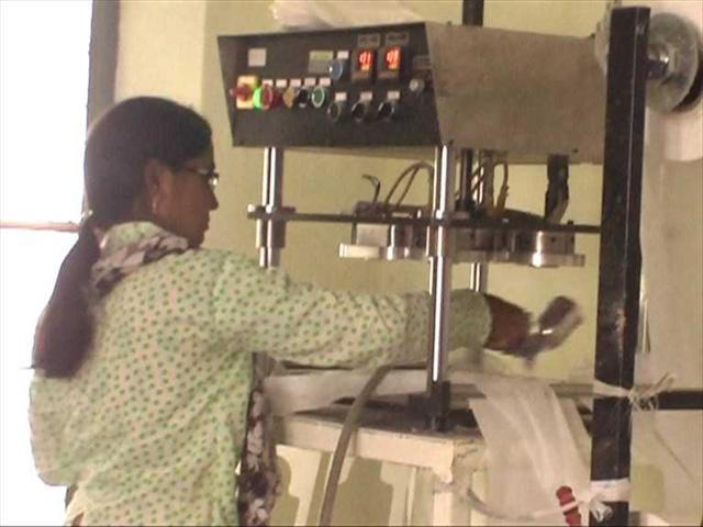 A worker engaged in making sanitary pads at a all-woman unit in Jhunjhunu, Rajasthan (DD Saini)