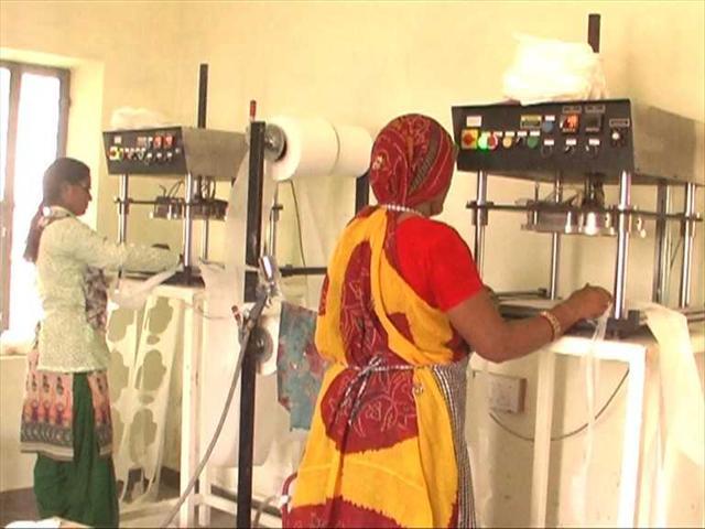 Workers engaged in making sanitary pads at a all-woman unit in Jhunjhunu, Rajasthan (DD Saini)
