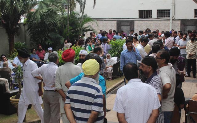 Family members of Pal Heights owner Satpal Singh in Bhubaneswar on Thursday. (Arabinda Mahapatra/HT Photo) Family members of Pal Heights owner Satpal Singh in Bhubaneswar on Thursday. (Arabinda Mahapatra/HT Photo)