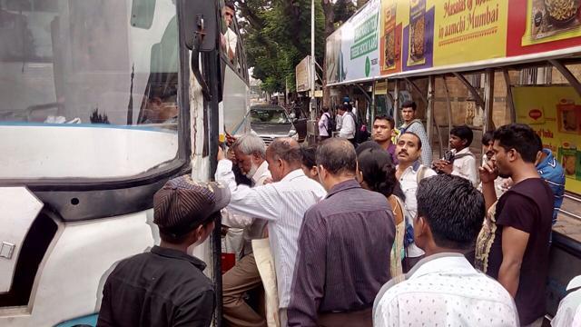 A private bus service is currently operational between CST and Colaba. (Kunal Patil/HT)