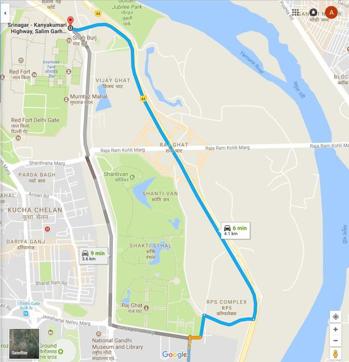 A route map of the NH44 drive.