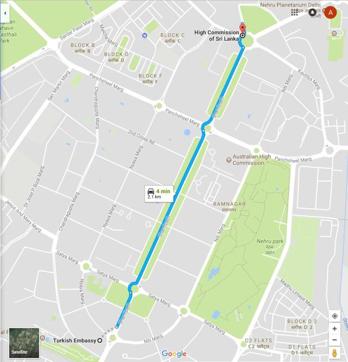 A route map of the Shantipath drive.