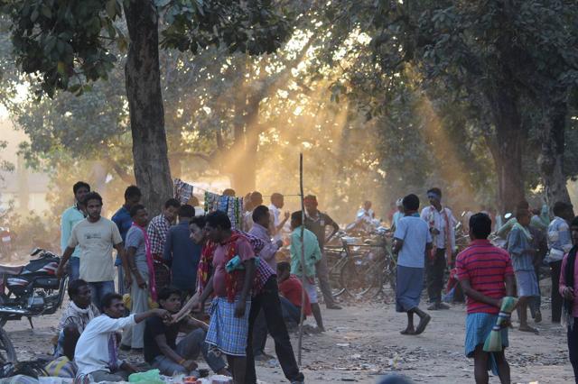 A busy day at Geedam bazaar in the interiors of Dantewada district, the largest of its kind and known for cockfighting. (Ritesh Mishra / HT Photo) A busy day at Geedam bazaar in the interiors of Dantewada district, the largest of its kind and known for cockfighting. (Ritesh Mishra / HT Photo)