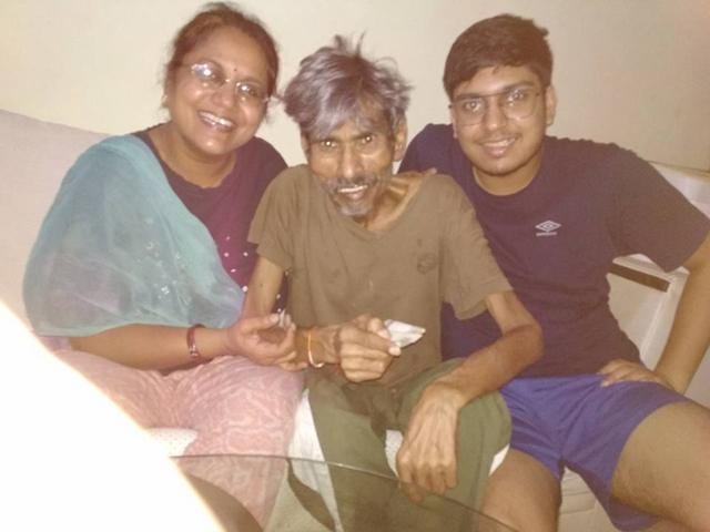 Sitaram Panchal with his wife and son. Sitaram Panchal with his wife and son.