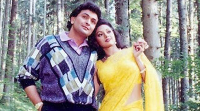 Sridevi with Rishi Kapoor in Chandni. Sridevi with Rishi Kapoor in Chandni.