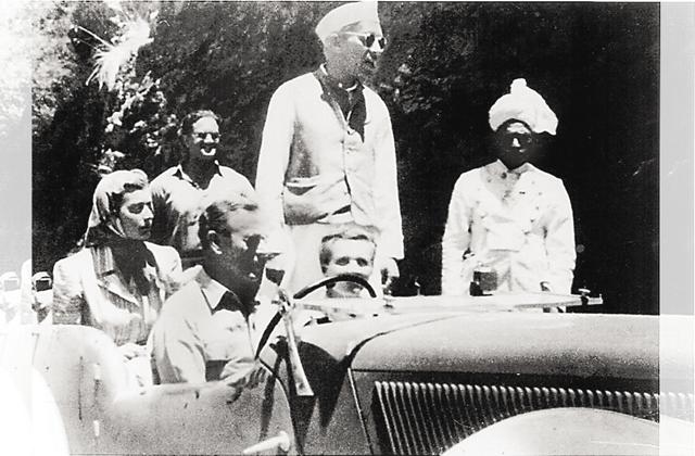 Pt. Jawaharlal Nehru, Lord and Lady Mountbatten and their daughter Lady Pamela in their red Sunbeam-Talbot on May 17, 1948. Pt. Jawaharlal Nehru, Lord and Lady Mountbatten and their daughter Lady Pamela in their red Sunbeam-Talbot on May 17, 1948.