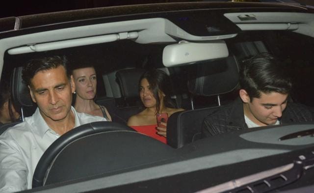 Akshay and Bhumi arrive for the screening. (Photo: Prodip Guha)