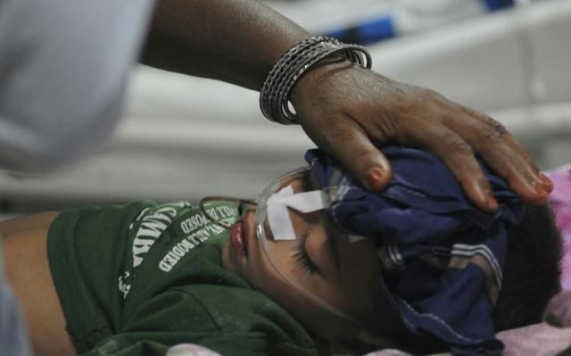 A child being treated at the hospital. (Deepak Gupta/HT Photo) A child being treated at the hospital. (Deepak Gupta/HT Photo)
