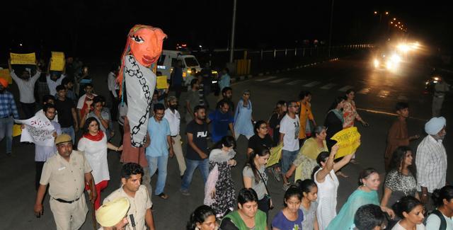 The march had its fair share of men as well. (Anil Dayal/HT) The march had its fair share of men as well. (Anil Dayal/HT)
