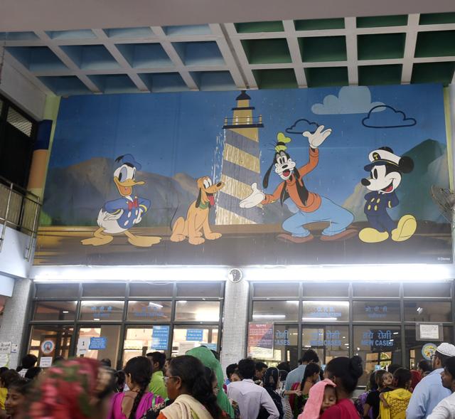 At the government-run Chacha Nehru children’s hospital, young patients are welcomed by Goofy and Donald Duck, courtesy a Disney India initiative. At the government-run Chacha Nehru children’s hospital, young patients are welcomed by Goofy and Donald Duck, courtesy a Disney India initiative.