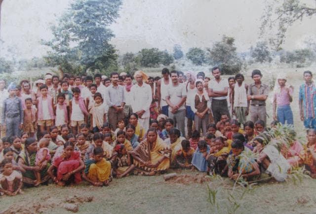 An old picture showing Manjhi and others planting saplings (HT photo) An old picture showing Manjhi and others planting saplings (HT photo)