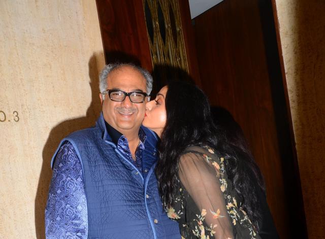 Sridevi kissing husband Boney Kapoor. (Viral Bhayani)