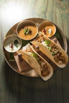 Instead of ‘Andhra-spiced’ bhurji, our taco-style muttai dosas contained chicken. When the correct plate eventually emerged, the special spice turned out to be a sprinkle of podi. (Aalok Soni / HT Photo)