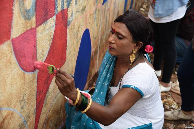 The group has been capturing the city’s changing LGBTQ landscape on film since 2014. This photo was clicked during a wall painting event organised by Aravani Art Project and Humsafar Trust last year. (HT) The group has been capturing the city’s changing LGBTQ landscape on film since 2014. This photo was clicked during a wall painting event organised by Aravani Art Project and Humsafar Trust last year. (HT)