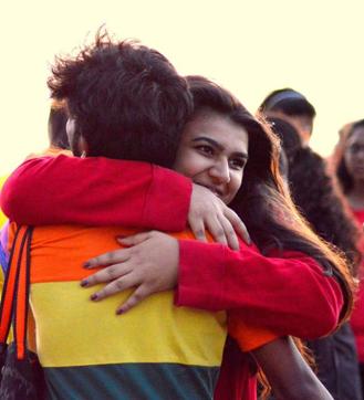 The group captured this moment during QueerKala’s ‘Queer Hugs’ campaign at Marine Drive in 2015. (HT) The group captured this moment during QueerKala’s ‘Queer Hugs’ campaign at Marine Drive in 2015. (HT)