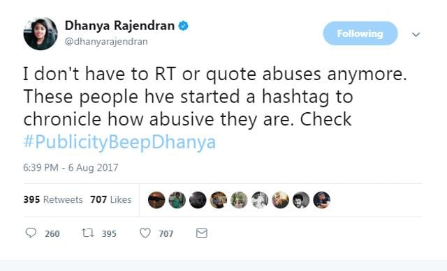 Journalist Dhanya Rajendran was the subject of a coordinated harassment campaign, via a hashtag that was eventually blocked by Twitter India. Journalist Dhanya Rajendran was the subject of a coordinated harassment campaign, via a hashtag that was eventually blocked by Twitter India.