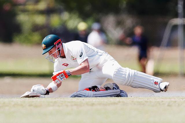 David Warner is hit by a Josh Hazelwood bouncer during day two of the Australian Test cricket inter-squad match at Marrara Cricket Ground on August 15, 2017 in Darwin, Australia. (Getty Images) David Warner is hit by a Josh Hazelwood bouncer during day two of the Australian Test cricket inter-squad match at Marrara Cricket Ground on August 15, 2017 in Darwin, Australia. (Getty Images)