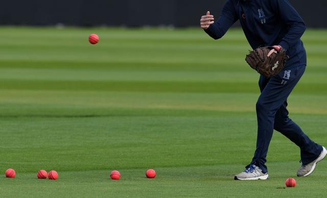 Used pink cricket balls are pictured on the pitch during a training session on the eve of the first day of the first cricket Test Match between England and the West Indies at Edgbaston in Birmingham on August 16, 2017. There has been much talk about how the pink ball -- required for floodlit Tests as the players' traditional clothing makes the white ball familiar from one-day internationals as unusable as the standard red -- will affect bowlers. (AFP) Used pink cricket balls are pictured on the pitch during a training session on the eve of the first day of the first cricket Test Match between England and the West Indies at Edgbaston in Birmingham on August 16, 2017. There has been much talk about how the pink ball -- required for floodlit Tests as the players' traditional clothing makes the white ball familiar from one-day internationals as unusable as the standard red -- will affect bowlers. (AFP)