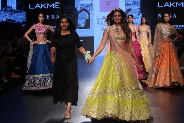Nargis Fakhri walked the ramp for fashion designer Anushree Reddy. (IANS) Nargis Fakhri walked the ramp for fashion designer Anushree Reddy. (IANS)