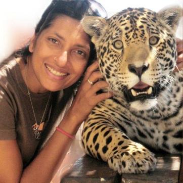 The author with a jaguar at the Jukani Predator Park, South Africa. (Jurg Olsen)
