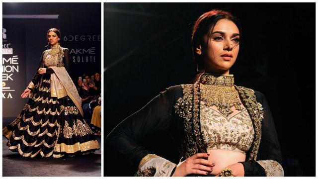 Aditi Rao Hydari showcases a creation by designer Jayanti Reddy