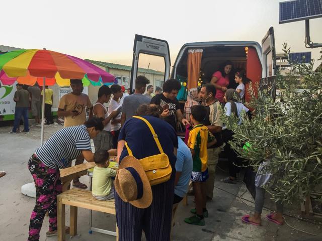 The books -- in English, Greek, French, Arabic, Kurdish and Farsi -- have been provided by benefactors in Greece, Belgium, Britain and Lebanon or purchased with money donated online. (Photo courtesy: Echo Refugee Library Facebook)