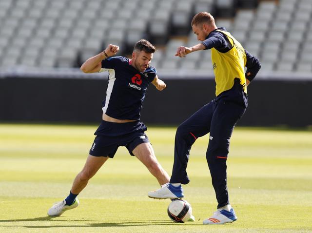 England's James Anderson and Stuart Broad play football during nets (Action Images via Reuters) England's James Anderson and Stuart Broad play football during nets (Action Images via Reuters)