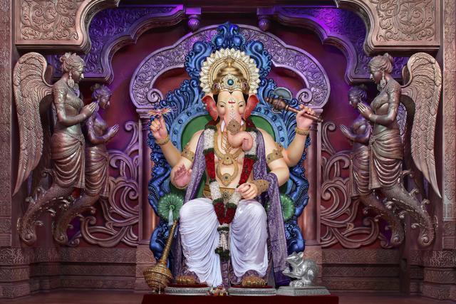 The pandal gets thousands of devotees during Ganesh Chaturthi. (HT)