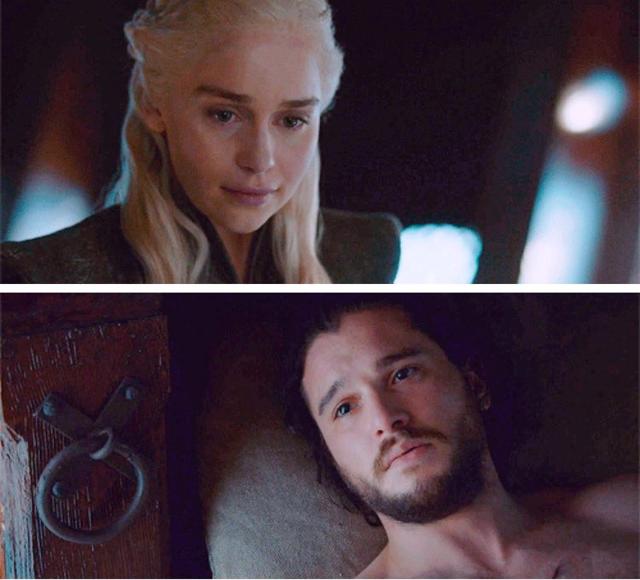 Daenerys and Jon in a scene from Monday’s episode. Daenerys and Jon in a scene from Monday’s episode.