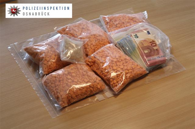 Ecstasy pills on display in an undated picture provided by the Osnabrueck , Germany, police department. (AP)