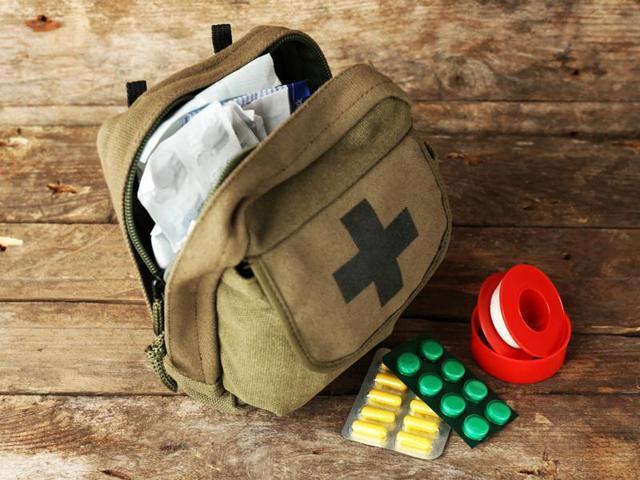 Be prepared with a first-aid kit in case you fall on a slippery path and injure yourself. (Shutterstock) Be prepared with a first-aid kit in case you fall on a slippery path and injure yourself. (Shutterstock)