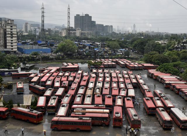 Special ST buses for Konkan at Kurla depot on Tuesday. (Kunal Patil/HT Photo) Special ST buses for Konkan at Kurla depot on Tuesday. (Kunal Patil/HT Photo)